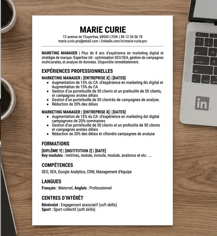CV simple optimisé pour les filtres ATS